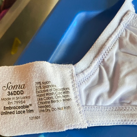 Soma Embraceable Unlined  Lace Trimmed Bra in blue and Black - Picture 5 of 11